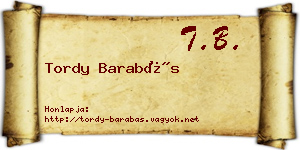 Tordy Barabás névjegykártya
